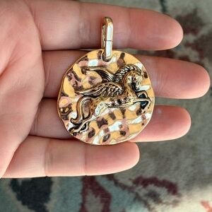 💛Free People💛Gold Pegasus Round Pendant Charm